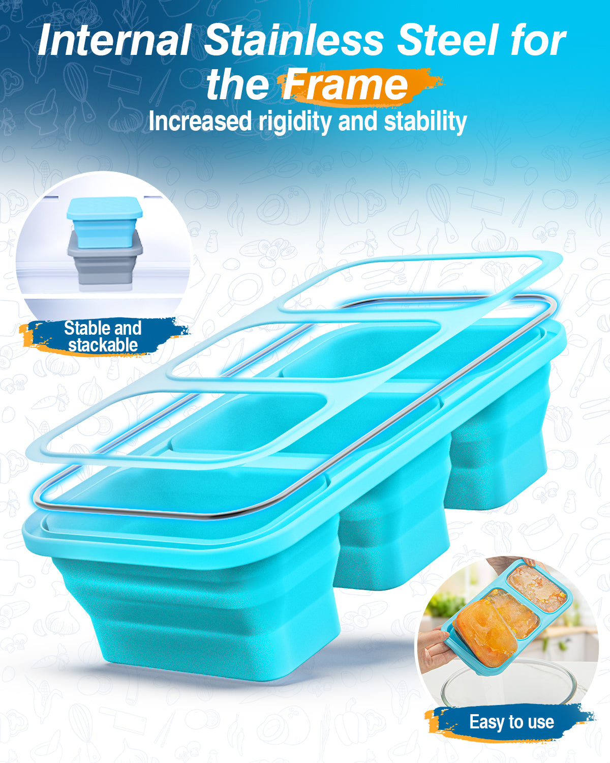 ZDPMK Silicone Freezer Trays With Lid, Leak Proof Stackable 1 Cup Silicone Soup Freezer Mold, 2 Pcs Large Ice Cube Trays, Silicone Freezing Molds for Broth, Sauce Storage, meals, Soup Lovers Gifts Set