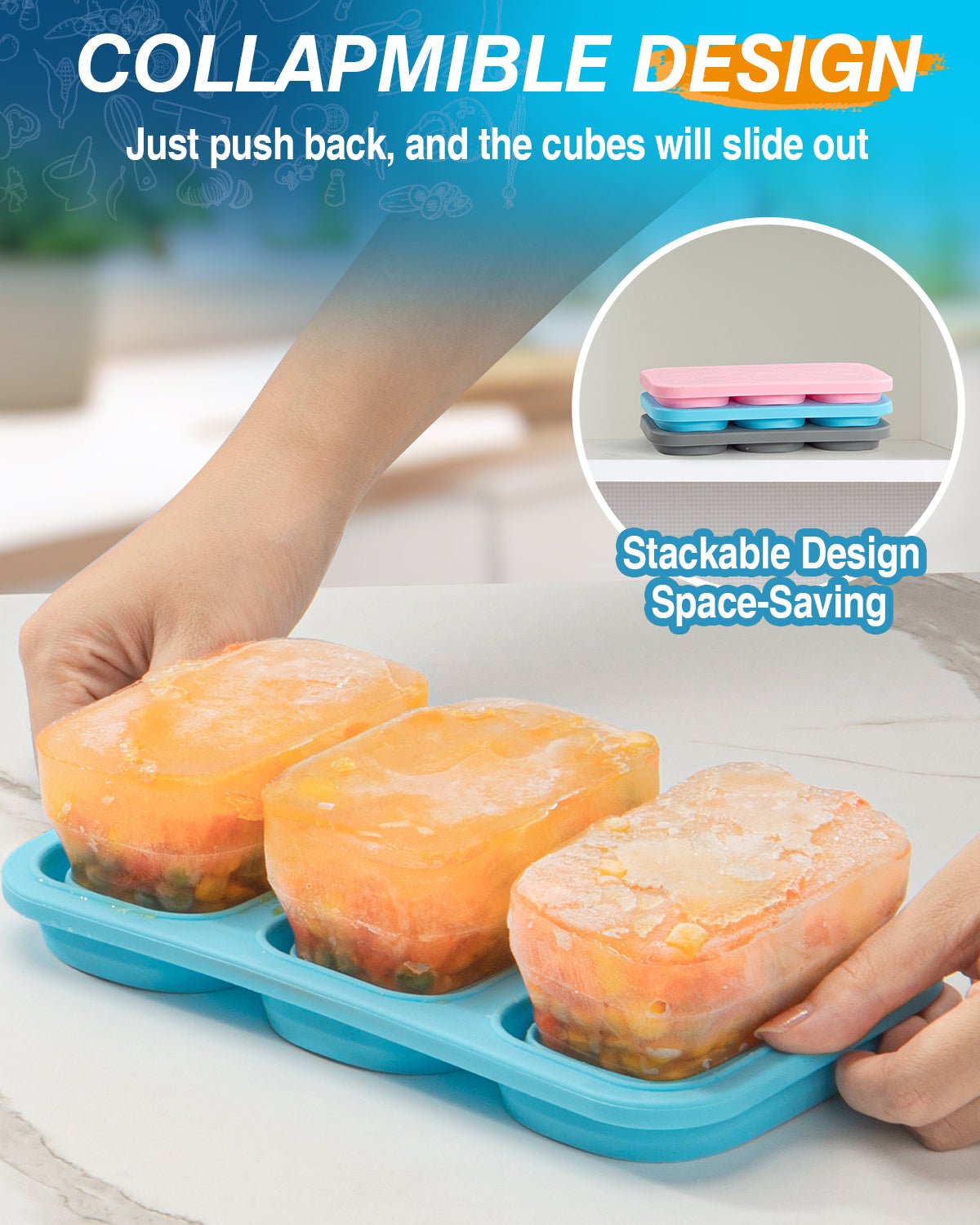 ZDPMK Silicone Freezer Trays With Lid, Leak Proof Stackable 1 Cup Silicone Soup Freezer Mold, 2 Pcs Large Ice Cube Trays, Silicone Freezing Molds for Broth, Sauce Storage, meals, Soup Lovers Gifts Set